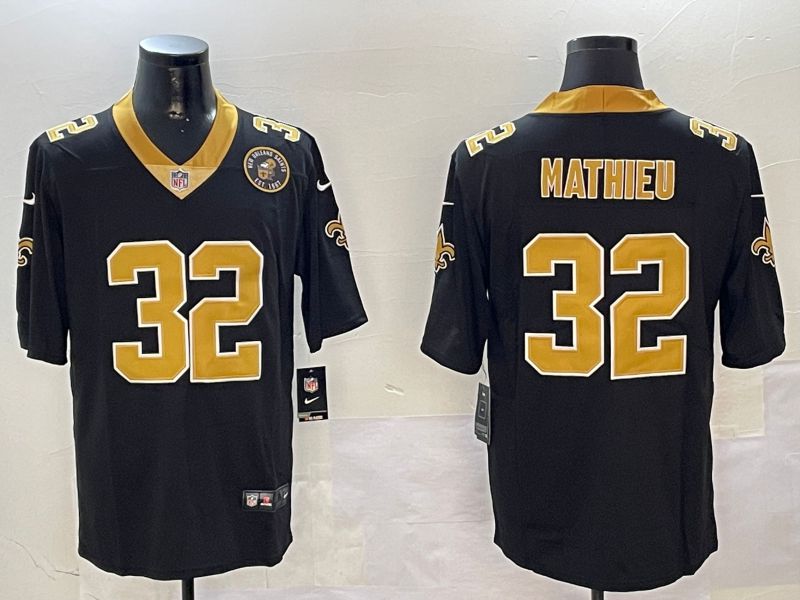 Men New Orleans Saints #32 Mathieu Black Second generation 2024 Nike Limited NFL Jersey style 3